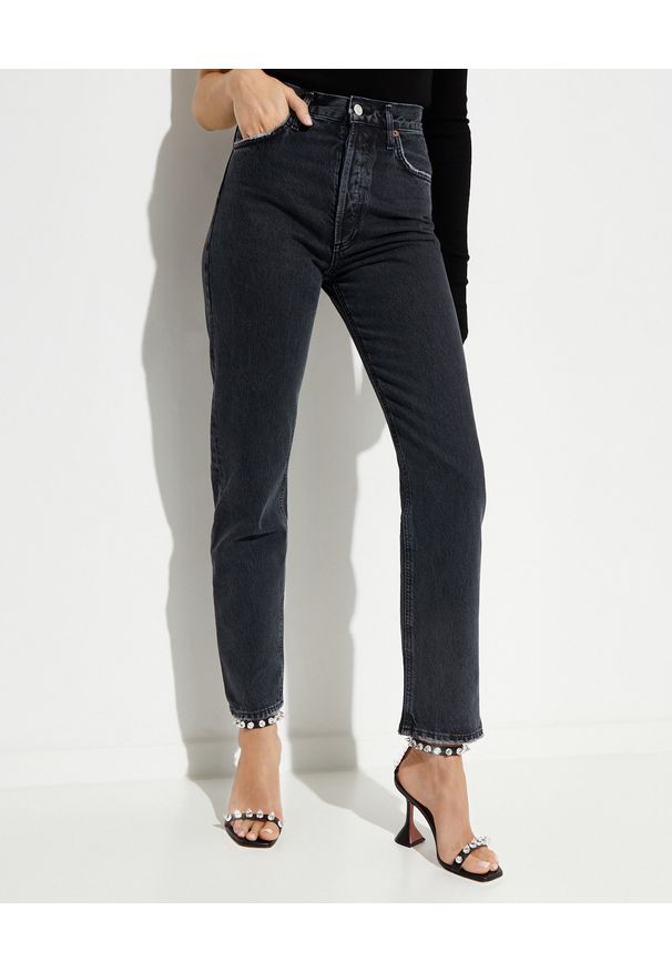 AGOLDE - Spodnie jeansowe z wysokim stanem Straight fit. Stan: podwyższony. Kolor: czarny. Styl: klasyczny