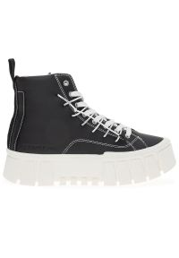 TOMMY HILFIGER - Buty damskie Tommy Jeans TJW Platform MC EN0EN02498-BDS - czarne. Zapięcie: sznurówki. Kolor: czarny. Materiał: jeans, guma, skóra. Szerokość cholewki: normalna. Obcas: na platformie #1
