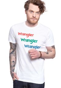 Wrangler - WRANGLER T SHIRT SS REPEAT TEE WHITE W7D7D3989. Kolor: biały