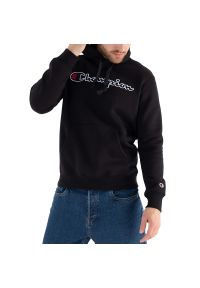 Bluza Champion Script Logo Embroidery Fleece Hoodie 217858-KK001 - czarna. Kolor: czarny. Materiał: tkanina, poliester, bawełna. Wzór: napisy. Styl: sportowy, klasyczny