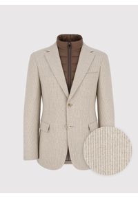 Pako Lorente - PAKO LORENTE - Beżowa marynarka męska z odpinaną stójką. Okazja: na co dzień. Typ kołnierza: kołnierzyk stójkowy. Kolor: beżowy. Materiał: wełna, poliester. Sezon: jesień. Styl: casual #7