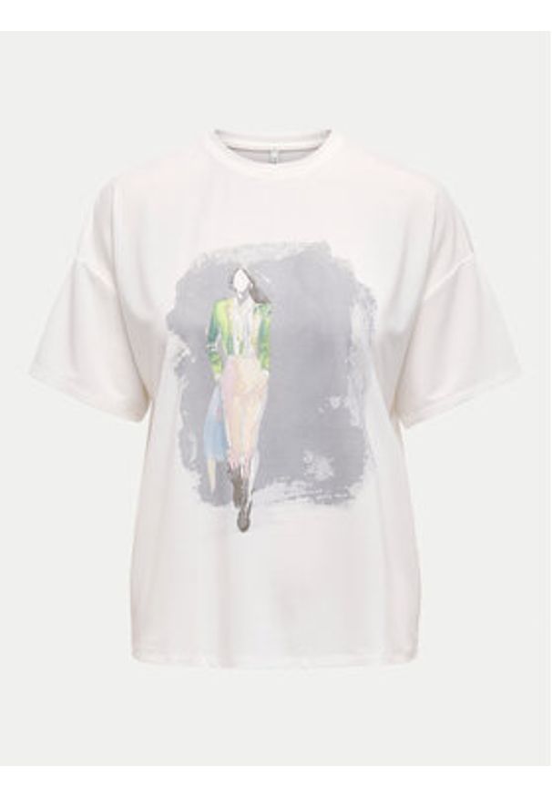 only - ONLY T-Shirt Melina 15342876 Biały Regular Fit. Kolor: biały. Materiał: syntetyk