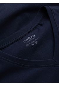 Ombre Clothing - Klasyczna męska bawełniana koszulka z dekoltem w serek BASIC - granatowa V2 - Rozmiar: M. Typ kołnierza: dekolt w serek. Kolor: niebieski. Materiał: bawełna. Styl: klasyczny #5