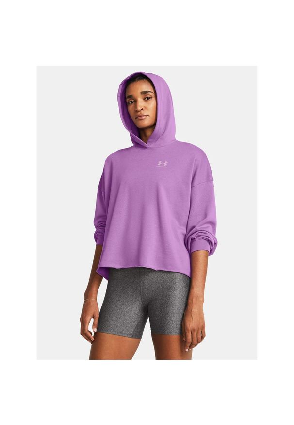 Under Armour - Bluza fitness damska UNDER ARMOUR Rival Terry Oversized Hoodie z kapturem. Typ kołnierza: kaptur. Kolor: fioletowy. Sport: fitness