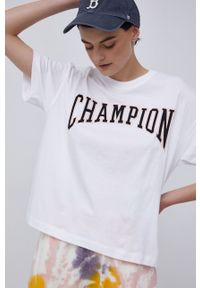 Champion T-shirt bawełniany 114526. kolor biały. Okazja: na co dzień. Kolor: biały. Materiał: bawełna. Wzór: aplikacja. Styl: casual #4
