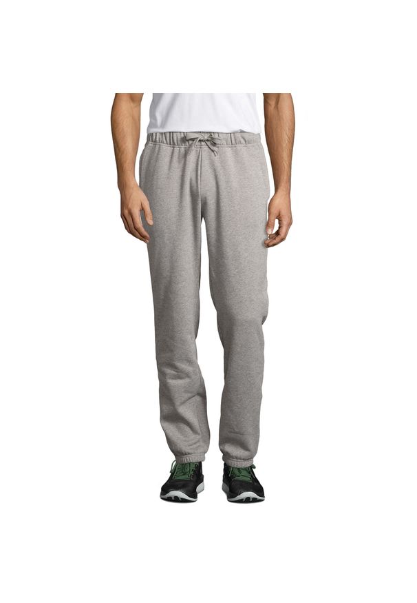 SOL'S - Męskie Melanżowe Spodnie Do Biegania. Kolor: szary. Materiał: dresówka. Wzór: melanż