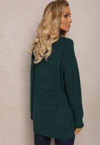 Renee - Ciemnozielony Klasyczny Sweter z Miękkiej Dzianiny Tererise. Kolor: zielony. Materiał: dzianina. Długość rękawa: długi rękaw. Długość: długie. Styl: klasyczny #5