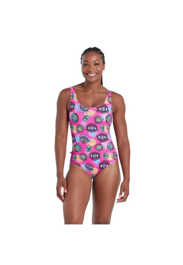 ZOGGS - Zoggs Look Inside Scoopback Thermal Lined Swimsuit - Rozmiar 32. Kolor: różowy