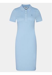 TOMMY HILFIGER - Tommy Hilfiger Sukienka codzienna 1985 WW0WW37853 Błękitny Slim Fit. Okazja: na co dzień. Kolor: niebieski. Materiał: bawełna. Typ sukienki: proste. Styl: casual #2