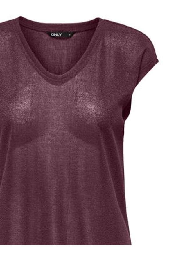 only - ONLY T-Shirt Silvery 15136069 Bordowy Loose Fit. Kolor: czerwony. Materiał: syntetyk