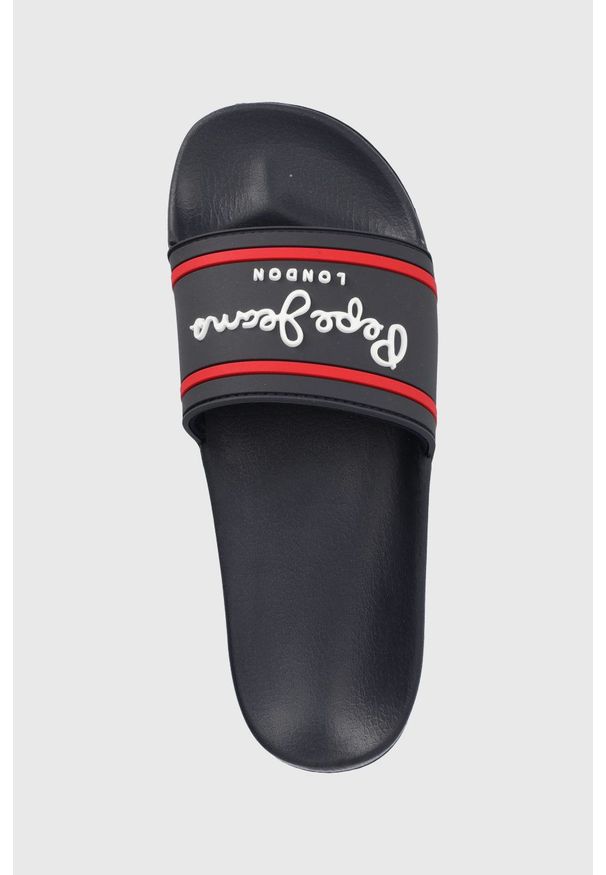 Pepe Jeans klapki dziecięce kolor granatowy. Kolor: niebieski. Materiał: materiał, guma