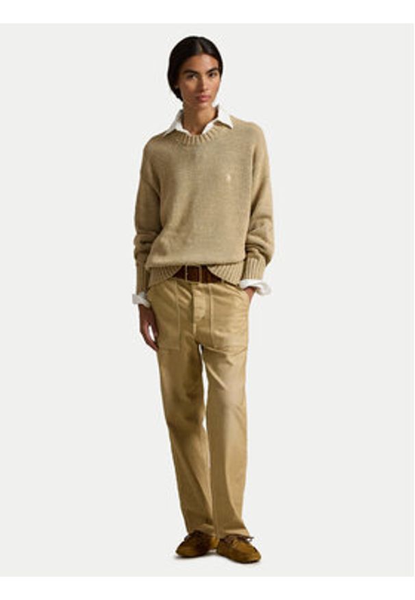Polo Ralph Lauren Sweter 211A96252001 Beżowy Relaxed Fit. Typ kołnierza: polo. Kolor: beżowy. Materiał: bawełna