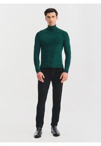 Pako Lorente - PAKO LORENTE - Ciemnozielony gładki golf męski. Typ kołnierza: golf. Kolor: niebieski, zielony, czarny. Materiał: poliamid, bawełna, elastan. Wzór: gładki. Sezon: jesień #9