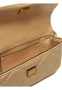 Tory Burch Torebka Kira Diamond Quilt Pave Mini Flap Bag 161913 Beżowy. Kolor: beżowy. Materiał: skórzane