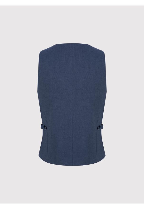 Pako Lorente - PAKO LORENTE – Granatowa dwurzędowa kamizelka męska. Kolor: niebieski. Materiał: poliester, wiskoza, elastan. Wzór: melanż