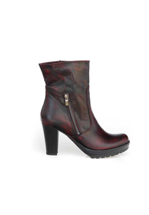 Zapato - ocieplane botki z suwakiem - skóra naturalna - model 495 - kolor czarno-czerwony. Kolor: czarny, czerwony, wielokolorowy. Materiał: skóra