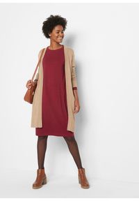 bonprix - Sukienka z dżerseju o linii litery O. Kolor: czerwony. Materiał: jersey, bawełna. Długość rękawa: długi rękaw #1