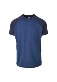 Urban Classics - T-shirt Męski Kontrastowa Raglanowa. Kolor: niebieski. Długość rękawa: raglanowy rękaw. Sport: turystyka piesza