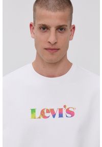 Levi's® - Levi's Bluza bawełniana męska kolor biały z nadrukiem. Okazja: na spotkanie biznesowe. Kolor: biały. Materiał: bawełna. Wzór: nadruk. Styl: biznesowy