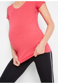 Shirt ciążowy basic (2 szt.) bonprix różowy hibiskus + szary łupkowy. Typ kołnierza: dekolt w serek. Kolekcja: moda ciążowa. Kolor: różowy #5