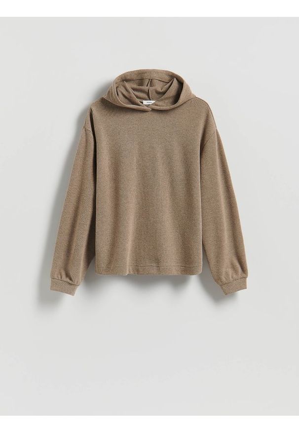 Reserved - Bluza z kapturem - brązowy. Typ kołnierza: kaptur. Kolor: brązowy. Materiał: dzianina, bawełna. Wzór: gładki