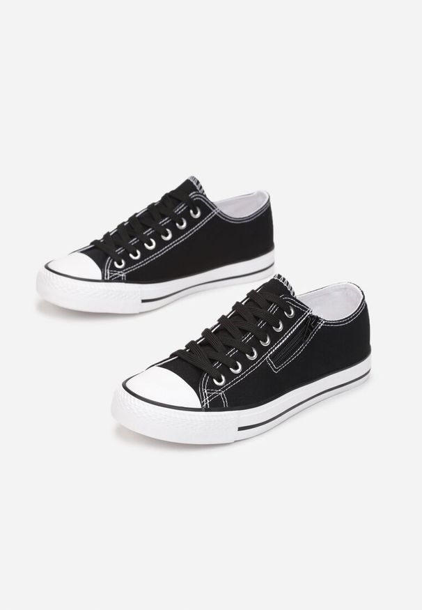 Born2be - Czarne Trampki Melitea. Wysokość cholewki: przed kostkę. Zapięcie: zamek. Kolor: czarny. Materiał: guma, jeans, materiał. Szerokość cholewki: normalna. Styl: klasyczny