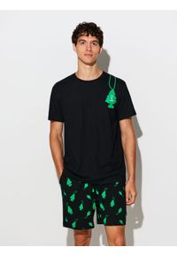 Sinsay - Bawełniana piżama dwuczęściowa z nadrukiem - czarny. Kolor: czarny. Materiał: bawełna. Wzór: nadruk #1