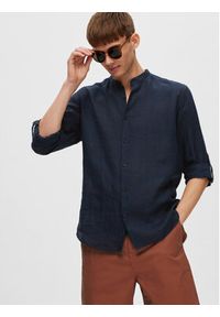 Selected Homme Koszula 16088372 Granatowy Regular Fit. Kolor: niebieski. Materiał: len