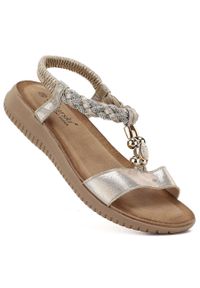 Sandały damskie na gumki złote S.Barski KV61-6051. Kolor: złoty. Materiał: skóra ekologiczna #1