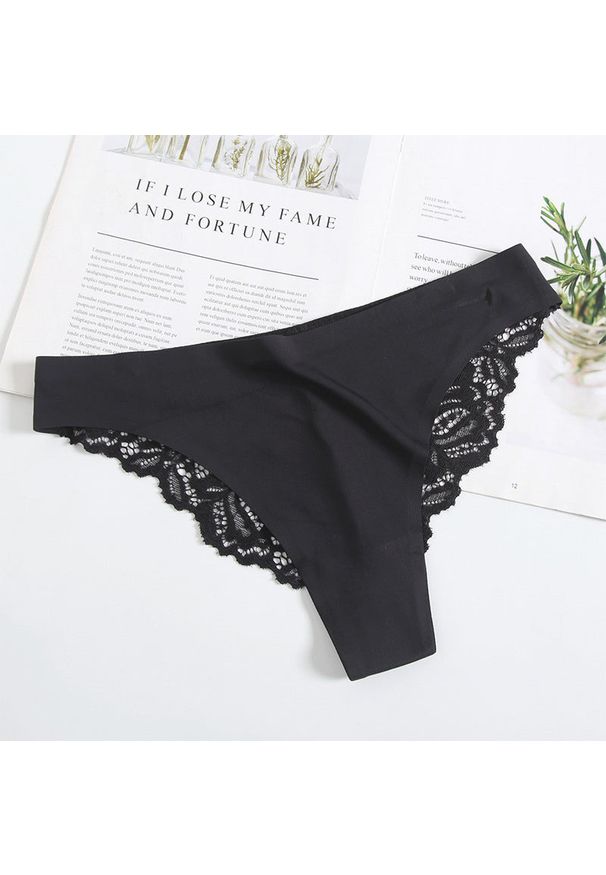 Intica - Koronkowe figi z wysokiej jakości materiału Veselka. Kolor: czarny. Materiał: materiał, koronka. Wzór: koronka