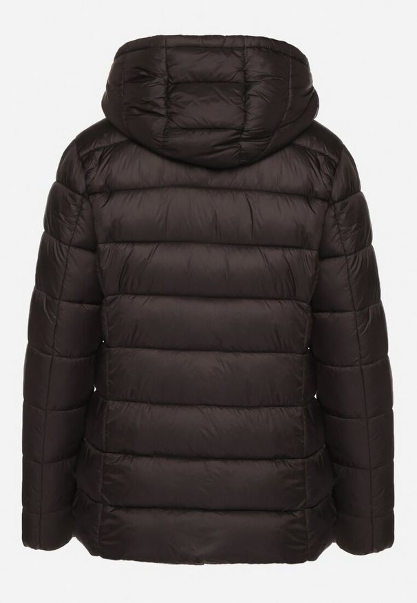 Born2be - Czarna Pikowana Kurtka z Odpinanym Kapturem Laolani. Okazja: na spacer, na co dzień. Kolor: czarny. Materiał: jeans, tkanina. Styl: casual, klasyczny