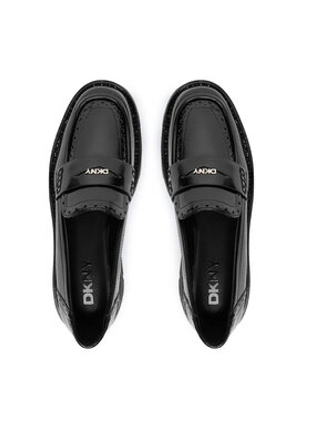 DKNY Loafersy Sahana K4501466 Czarny. Kolor: czarny. Materiał: lakier, skóra