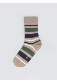 Big-Star - Skarpety męskie bawełniane w kolorowe paski beżowe Ismaelo 801. Kolor: beżowy. Materiał: bawełna. Wzór: kolorowy, paski #1