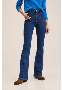 mango - Mango jeansy Valen damskie high waist. Stan: podwyższony. Kolor: turkusowy