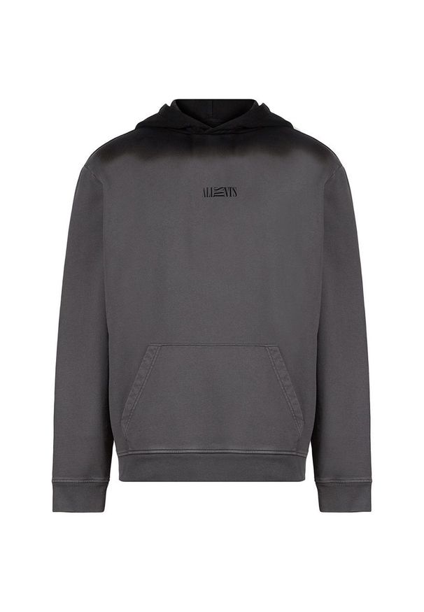 AllSaints bluza bawełniana męska kolor szary z kapturem gładka. Typ kołnierza: kaptur. Kolor: szary. Materiał: bawełna. Wzór: gładki