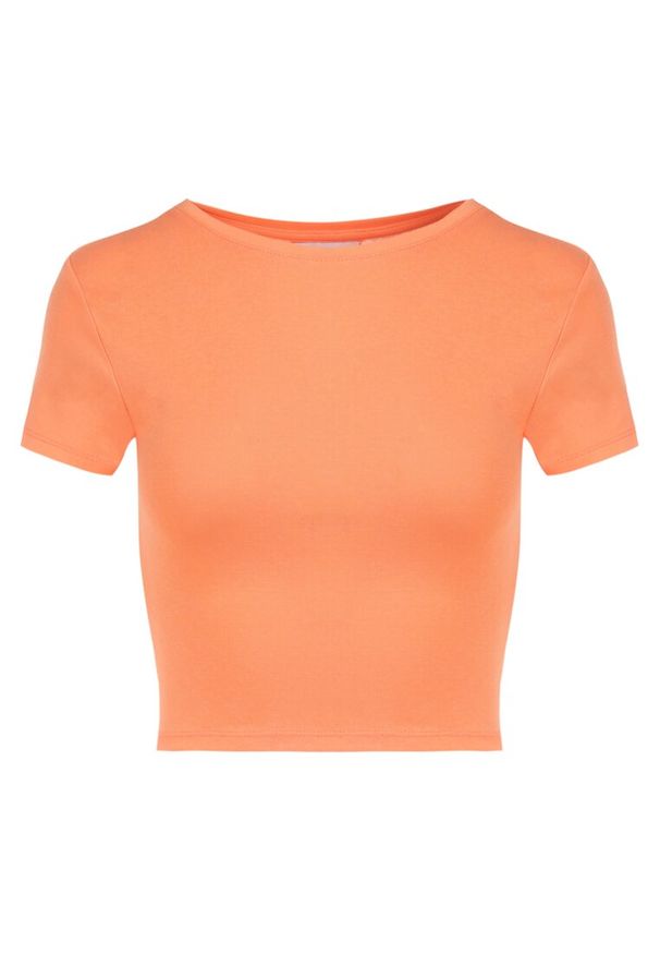 Born2be - Pomarańczowy T-shirt Irousa. Kolor: pomarańczowy. Materiał: materiał, bawełna. Długość rękawa: krótki rękaw. Długość: krótkie. Wzór: gładki