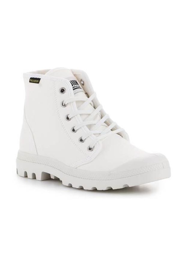 Buty do chodzenia unisex Palladium Pampa HI. Wysokość cholewki: za kostkę. Zapięcie: sznurówki. Kolor: biały. Materiał: guma, materiał, syntetyk. Szerokość cholewki: normalna. Sport: turystyka piesza