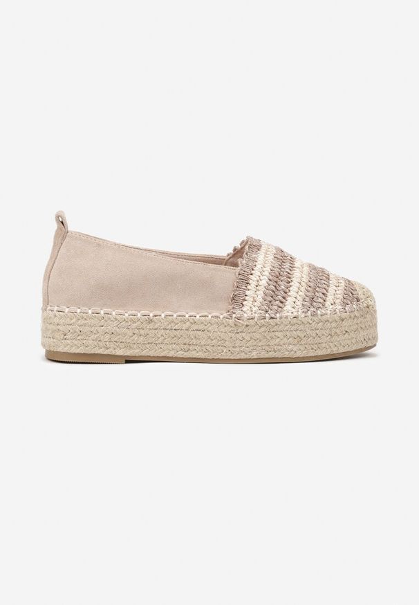 Born2be - Ciemnobeżowe Espadryle na Grubej Plecionej Podeszwie Leline. Okazja: na co dzień. Kolor: beżowy. Styl: casual