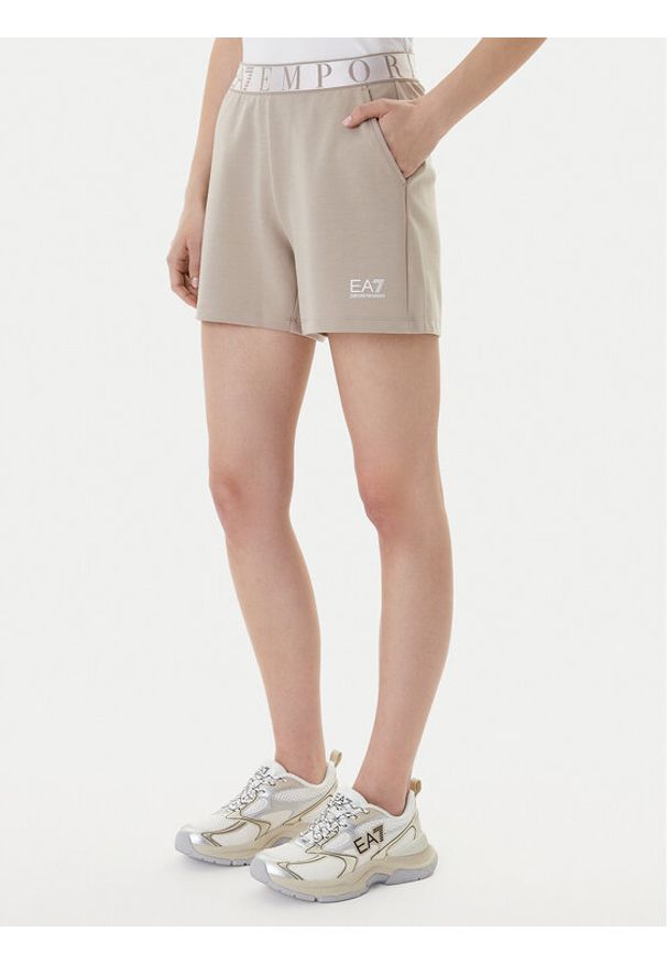 EA7 Emporio Armani Szorty sportowe 7W001153 AF12501 U6225 Beżowy Regular Fit. Kolor: beżowy. Materiał: syntetyk