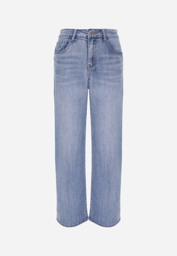 Renee - Niebieskie Bawełniane Jeansy High Waist z Szerokimi Nogawkami Zaeherris. Stan: podwyższony. Kolor: niebieski. Styl: elegancki