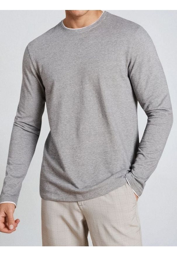 Sinsay - Koszulka z długimi rękawami - szary. Kolor: szary. Długość rękawa: długi rękaw. Długość: długie