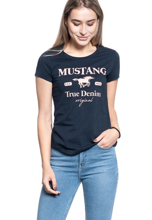 Mustang - DAMSKI T-SHIRT MUSTANG ALINA C PRINT 1010733 4136. Wzór: nadruk