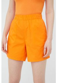 Noisy may - Noisy May szorty bawełniane damskie kolor pomarańczowy gładkie medium waist. Okazja: na co dzień. Kolor: pomarańczowy. Materiał: bawełna. Wzór: gładki. Styl: casual
