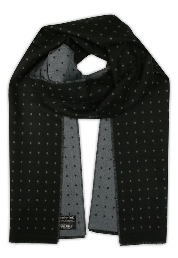V. Fraas - Szalik Czarno-Szary w Kropki, Groszki, Miękki, Firmy V.Fraas -Cashmink- Elegancki, Męski. Kolor: czarny, szary, wielokolorowy. Materiał: wełna, akryl, poliakryl, syntetyk, materiał, tkanina. Wzór: kropki, grochy. Sezon: lato. Styl: elegancki