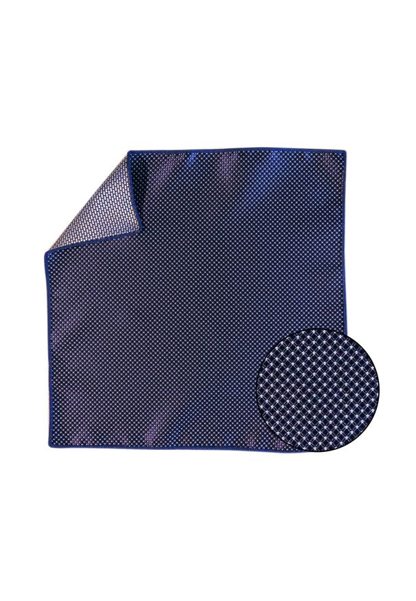 Modini - Granatowa poszetka w kratę EC6. Kolor: niebieski. Materiał: żakard, tkanina