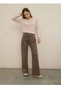 Sinsay - Jeansy wide leg z efektem sprania - brązowy. Kolor: brązowy #1