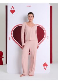 Sinsay - Piżama dwuczęściowa z domieszką wiskozy - różowy. Kolor: różowy. Materiał: wiskoza #1