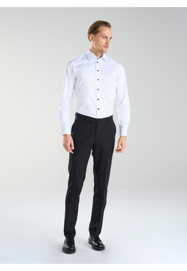 PAKO LORENTE – Biała koszula męska z bawełny P24SP-1X-036-B-S - Pako Lorente. Okazja: na ślub cywilny, na wesele. Kolor: biały. Materiał: bawełna. Styl: elegancki