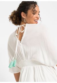 Sukienka tunikowa z haftem bonprix biel wełny. Kolor: biały. Materiał: wełna. Wzór: haft #6