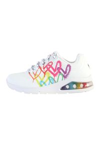 skechers - Buty do chodzenia damskie Skechers Uno 2 Floating. Zapięcie: sznurówki. Kolor: biały, czerwony, wielokolorowy. Materiał: materiał, syntetyk, tkanina. Szerokość cholewki: normalna. Sport: turystyka piesza